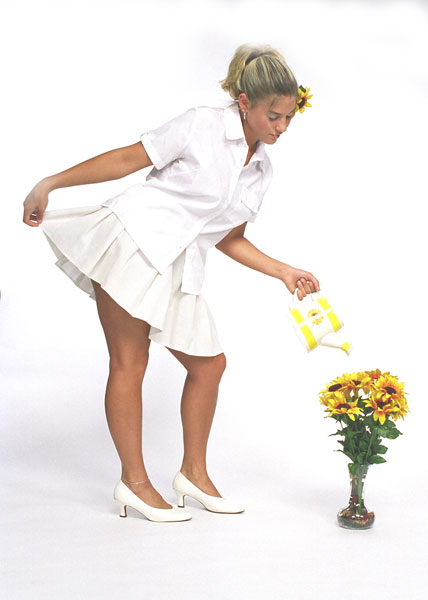 Amy null - watering sunflowers