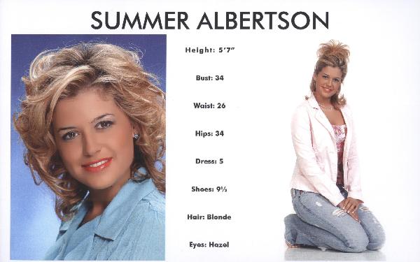 Summer - Back Side of Comp Card