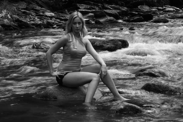 Sheena - Beautiful Black and White of Sheena Burkeen shot in a stream near Gatlinburg, TN