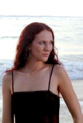 Julie Adderley - Gown on Beach Close Up