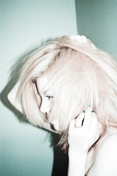 Mallory Malice - blue nail polish and dimoands.