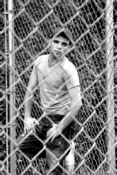 Aiden - batting cage BW